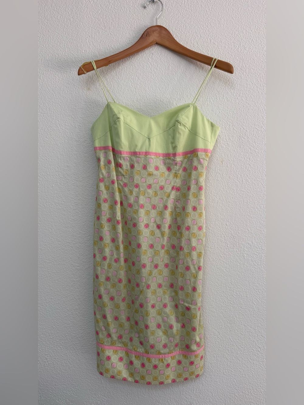 Light Green Polka Dot Spaghetti-Strap Midi Dress